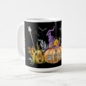 Spuk Pumpkin House mit Ghost & Bats Kaffeetasse (Vorderseite Links)