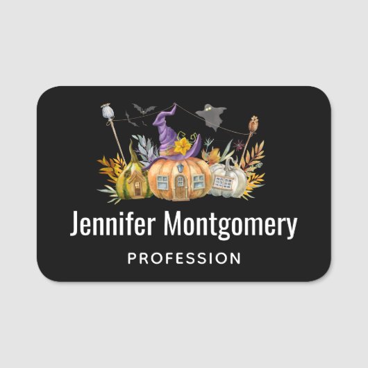 Spuk Pumpkin House mit Ghost & Bats Namensschild (Vorderseite)