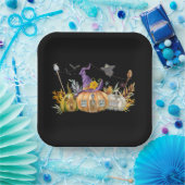 Spuk Pumpkin House mit Ghost & Bats Pappteller (Party)