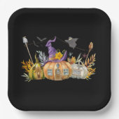 Spuk Pumpkin House mit Ghost & Bats Pappteller (Vorderseite)