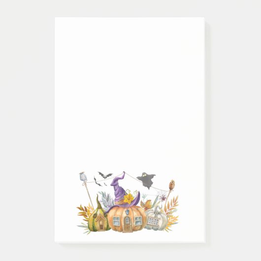 Spuk Pumpkin House mit Ghost & Bats Post-it Klebezettel (Vorderseite)