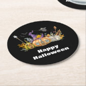 Spuk Pumpkin House mit Ghost & Bats Runder Pappuntersetzer (Angewinkelt)