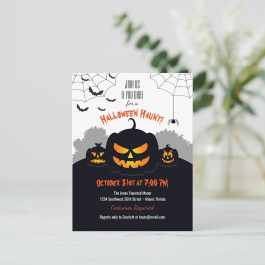 Spuk Pumpkin-Patch Einladungspostkarte (Stehend Vorderseite)