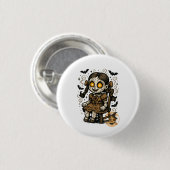 Spuk Puppe - Halloween-Cartoon Button (Vorne & Hinten)