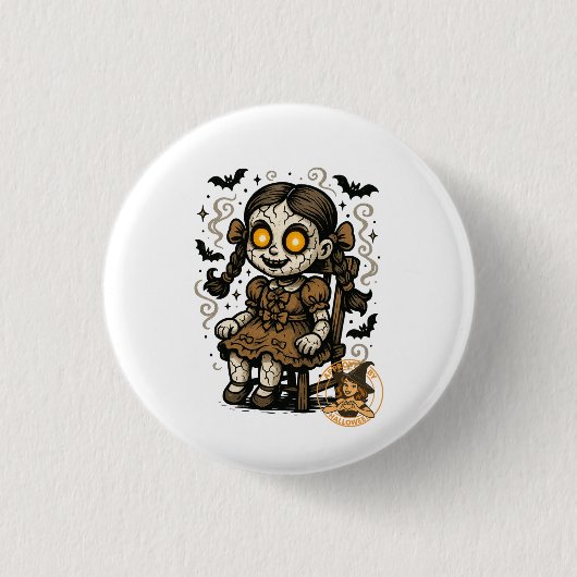 Spuk Puppe - Halloween-Cartoon Button (Vorderseite)