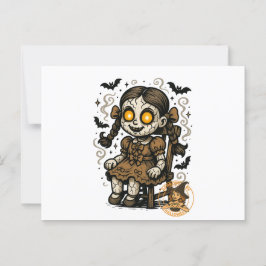 Spuk Puppe - Halloween-Cartoon Postkarte
