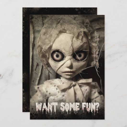 Spuk Puppe Halloween-Party Einladung (Vorne/Hinten)