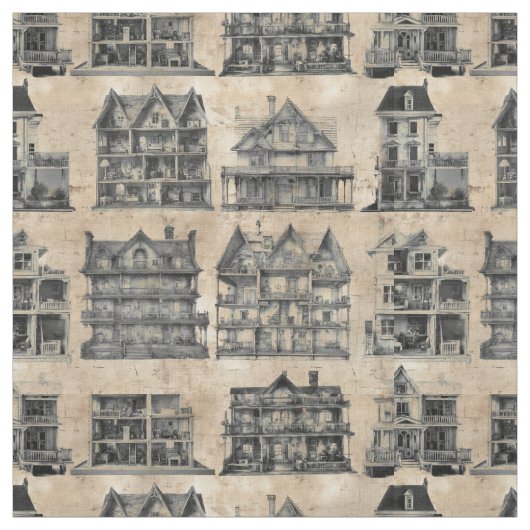 Spuk Puppenhäuser Stoff (Muster)