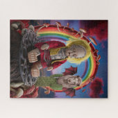 Spuk Puppenkaktus Löwe Regenbogen KI generiert Puzzle (Horizontal)