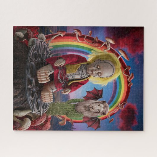 Spuk Puppenkaktus Löwe Regenbogen KI generiert Puzzle (Horizontal)