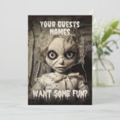 Spuk Puppenkrebs Erwachsene Halloween-Party Einladung (Stehend Vorderseite)