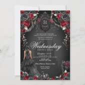 Spuk Quinceanera Schwarze Rose Rotes Halloween Einladung (Vorderseite)