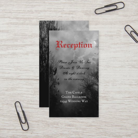Spuk Raven Full Moon Custom Empfang Card Visitenkarte (Vorderseite/Rückseite Beispiel)