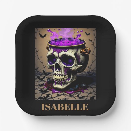 Spuk Schädelgotik Pappteller (Vorderseite)