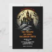 Spuk Schloss auf dem Friedhof Halloween-Party Einladung (Vorderseite)