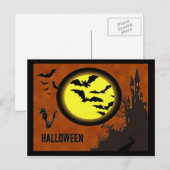 Spuk Schloss, Fledermäuse und Gelbmond Postkarte (Vorne/Hinten)