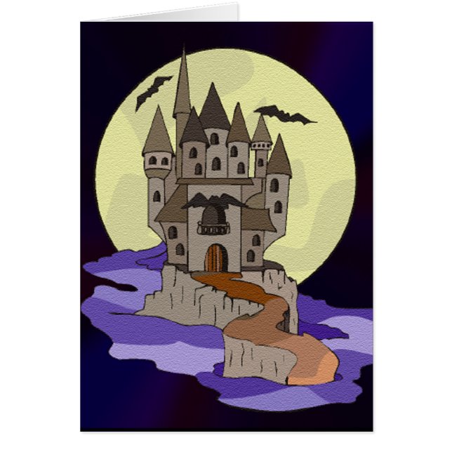 Spuk Schloss, Fledermäuse und Vollmond Cartoon (Vorne)