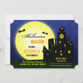 Spuk Schloss Halloween Bash| Fledermäuse| Mond Einladung