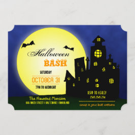 Spuk Schloss Halloween Bash| Fledermäuse| Mond Einladung