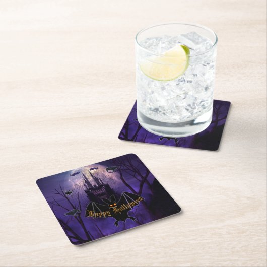 Spuk Schloss Halloween Rechteckiger Pappuntersetzer (Vor Ort)