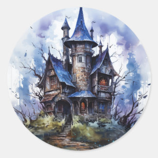 Spuk Schloss Halloween Runder Aufkleber