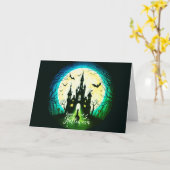 Spuk Schloss Happy Halloween Creepy Karte (Gelbe Blume)