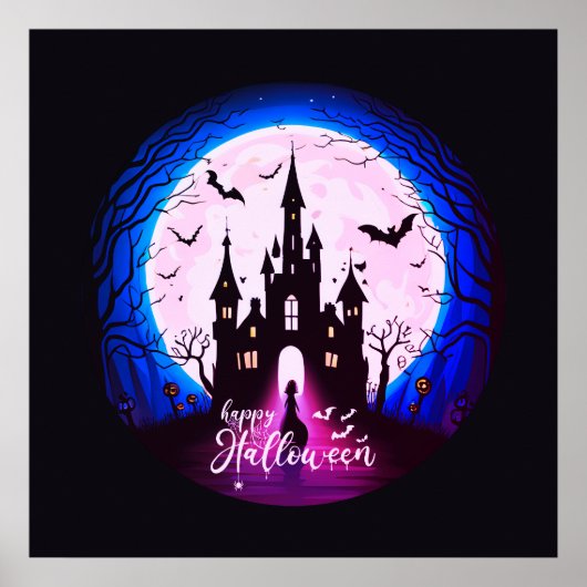 Spuk Schloss Happy Halloween Creepy Poster (Vorne)