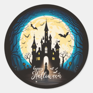 Spuk Schloss Happy Halloween Creepy Runder Aufkleber