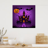Spuk Schloss mit Pumpkins Fledermäuse Poster (Küche)