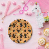 Spuk Schwarz-Orange-Haus Halloween Pappteller (Party)