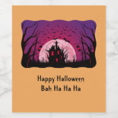 Spuk Schwarz-Orange-Haus Halloween Weinetikett (Einzelnes Label)