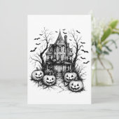 Spuk Schwarz-Weiß-Halloween Einladung (Stehend Vorderseite)