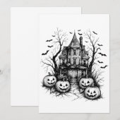 Spuk Schwarz-Weiß-Halloween Einladung (Vorne/Hinten)