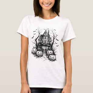Spuk Schwarz-Weiß-Halloween T-Shirt