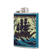 Spuk Segelschiff Woodblock 3 Flachmann (Links)