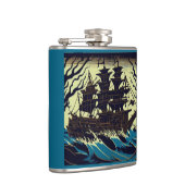 Spuk Segelschiff Woodblock 3 Flachmann (Rechts)