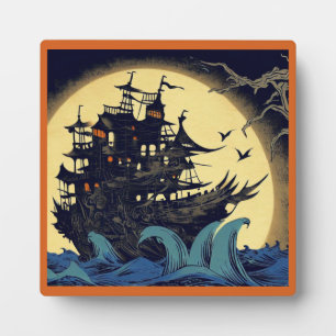 Spuk Segelschiff Woodblock 4 Fotoplatte