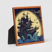 Spuk Segelschiff Woodblock 4 Fotoplatte (Vorderseite)