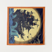 Spuk Segelschiff Woodblock 4 Wandteppich (Vorderseite (Horizontal))