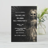 Spuk Skelettdoll Halloween-KostümParty Einladung (Stehend Vorderseite)