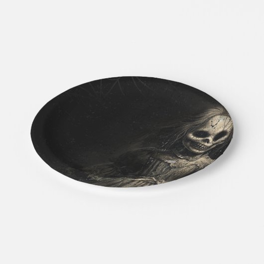 Spuk Skelettdoll Halloween-KostümParty Pappteller (Schrägansicht)