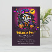 Spuk Skelettkostüm-Halloween-Party Einladung (Stehend Vorderseite)