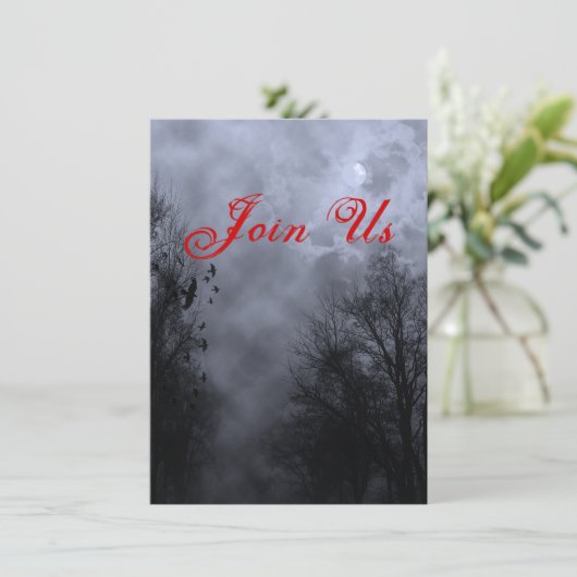 Spuk Sky Custom Blue Mist Halloween Einladung (Stehend Vorderseite)