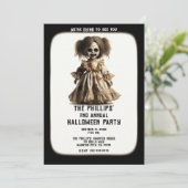 Spuk Spooky Doll Halloween Kostüm Party Einladung (Stehend Vorderseite)