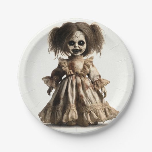 Spuk Spooky Doll Halloween Kostüm Party Pappteller (Vorderseite)