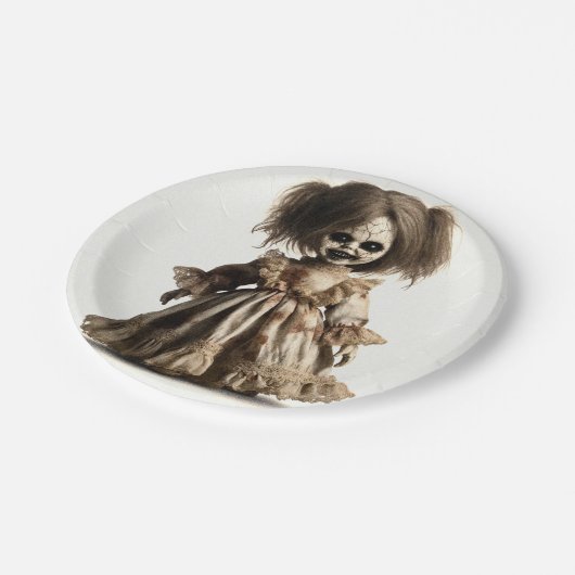 Spuk Spooky Doll Halloween Kostüm Party Pappteller (Schrägansicht)