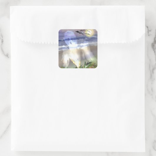 Spuk Strand Quadratischer Aufkleber (Tasche)