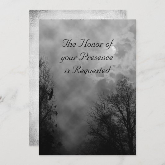 Spuk Straße mit Ravens Wedding Einladung (Vorne/Hinten)