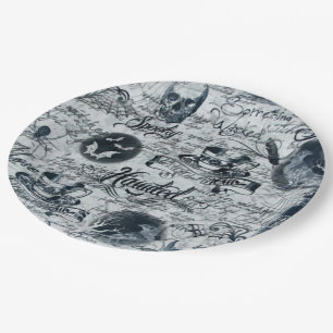 Spuk Teller aus weißem und schwarzem Halloween