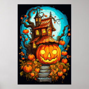 Spuk Treehouse   Frohe Halloween Poster